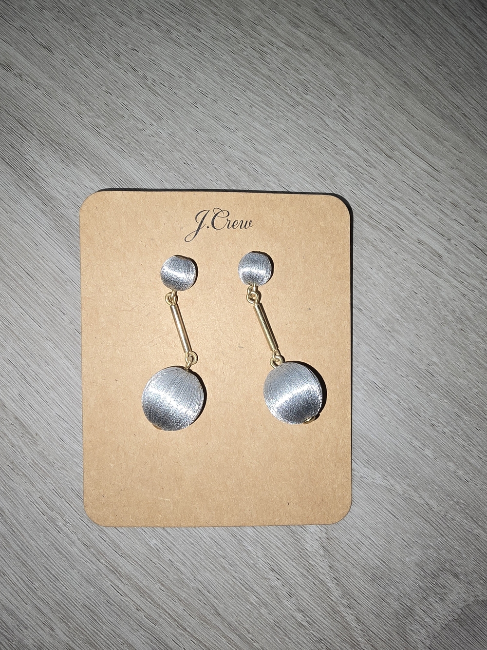 J. Crew Silver and Gold Disc Drop Earrings